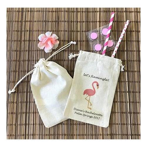 Custom Pink Flamingo birthday wedding Hangover Kit jewelry favor muslim Bags Bachelorette hen bridal shower Party gift bag