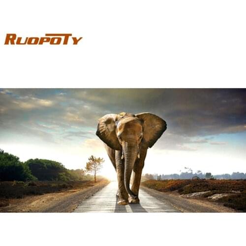 RUOPOTY 60x120cm Frame DIY Painting By Numbers Elephant Acrylic Paint By Numbers Large Size For Living Room Home Decors