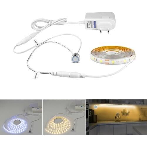 LED Strip Bedside Kitchen strip Light 12V DC Light with Power 1/2/3/4/5m Waterproof Strip Touch switch LED Tape 60 LEDs/M