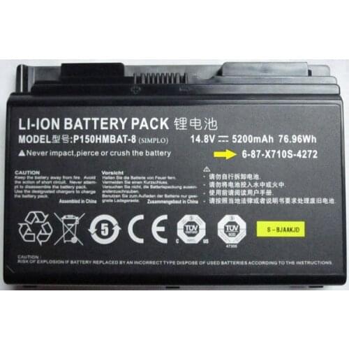 UGB genuine Replacement Clevo P150HM P151HM NP8150 NP8130 P150HMBAT-8 76.96Wh battery