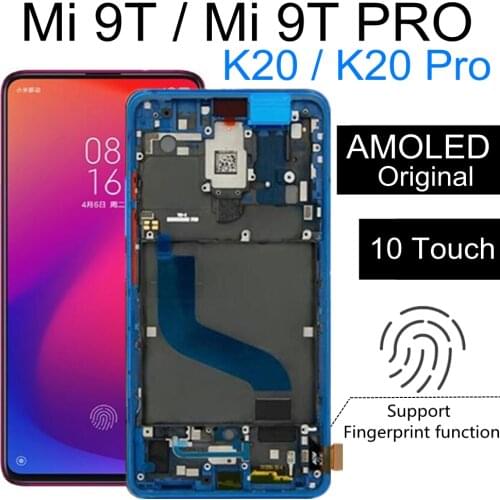 AMOLED With frame Mi 9T Pro LCD For Redmi K20 Pro Lcd display Touch Screen Digitizer Parts For Xiaomi9T MI9T Pro Redmi K20 Lcd
