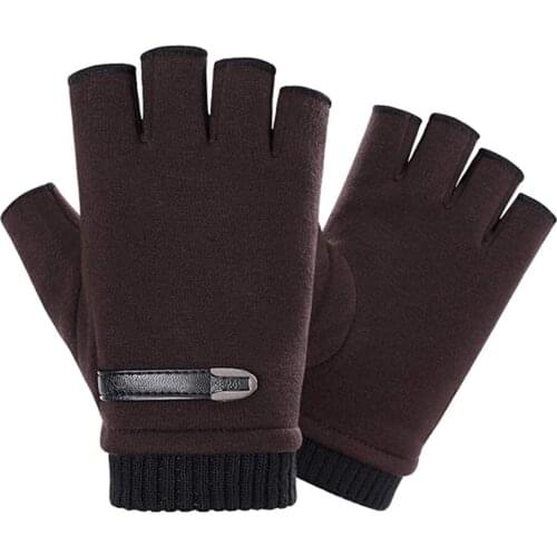 Winter Velvet Gloves Thicken And Keep Warm Showing Fingers Driving Gloves Men And Women Sports Riding Half Finger Glove