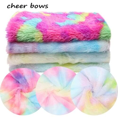 Winter Plush Warm Fabric Rainbow Color Printed For DIY Dress Clothes Crafts Sewing Artificial Fur Fabric Home Textile 45*145cm
