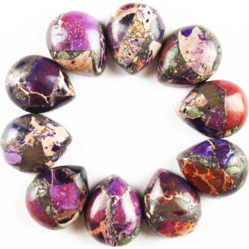 10x8x4mm 10pcs Purple Sea Sediment Jaspers & Pyrite Teardrop CAB CABOCHON