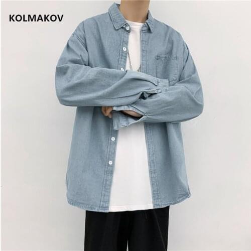 2021 new arrival spring high quality cotton casual loose style mens denim shirt,smart casual shirts men,plus-size M-XXXL