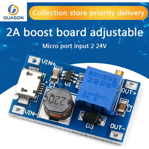 2A boost board DC-DC boost module Wide voltage input 2 24V L 5912 28V adjustable 2577