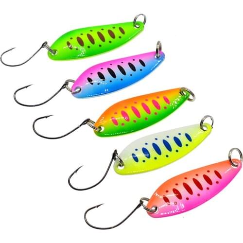 5pcs/Set Fishing Hard Baits Sequin Bait Sinking Fishing Lures Colored Willow Leaves with Single Hook Artificial Bait