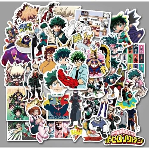 50pcs Anime Kawaii Stickers My Hero Academia Midoriya All Might Bakugo Todoroki Mirio Shigaraki Scrapbooking Stationery Sticker