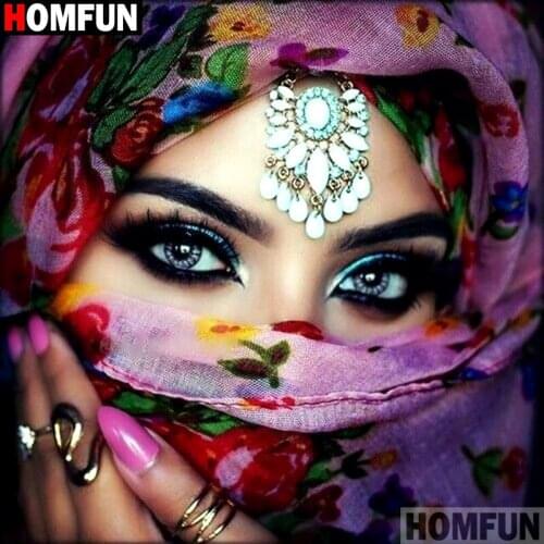 Homfun Full Square/Round Drill 5D DIY Diamond Painting "Masked beauty" 3D Embroidery Cross Stitch Home Decor Gift A10516