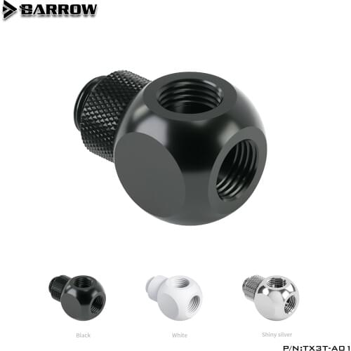 Barrow G1/4" X3 Black Silver Extender Rotation 3-Way Cubic Adaptor Seat Water Cooling Computer Accessories Fitting