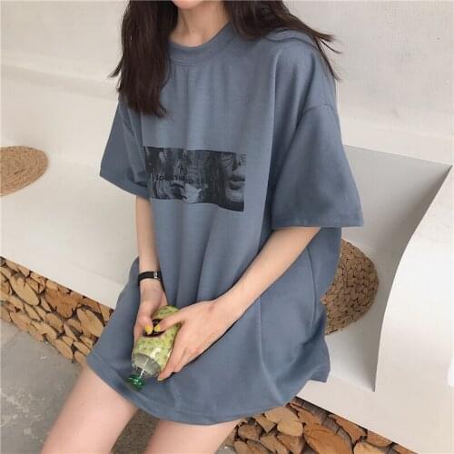 T-shirt Women Short Sleeve Printed Korean Style Oversized All-match Trendy Simple Womens High Quality Harajuku Female Clothing
