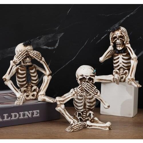 Halloween new product skeleton ghost skeleton three-piece resin Halloween decoration props haunted house secret room decoration