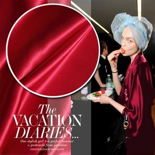 LEO&LIN New Patchwork Fabric For Dress width Red Color 100% Silk Satin Fabric For Dress 135cm 50cm