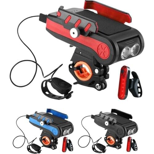 Multifunctional Bike Lights Set 4 in 1 Front Bike Light Bike Headlight Waterproof Adjustable USB Rechargeable LED