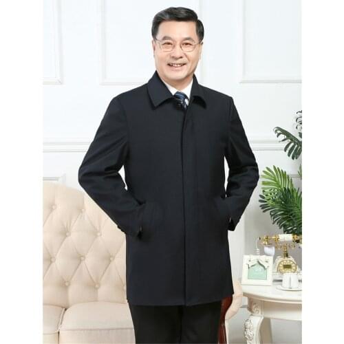 High quality business casual mens jackets Spring and autumn middle-aged Coat Solid color Handmade Clothing
