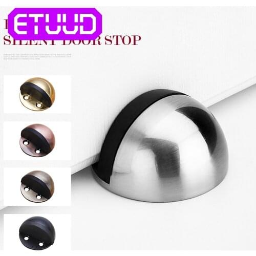 Non Punching Sticker Hidden Holder Stainless Steel Door Hardware Floor Mounted Nail-free Stopper Rubber Hidden Door Bumper Catch