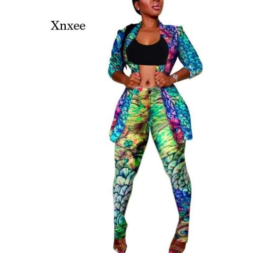 2021 Latest Fashion Womens Nightclub Party Print Hot Leopard Camouflage Long-Sleeved Jacket and Leggings Suit Sexy