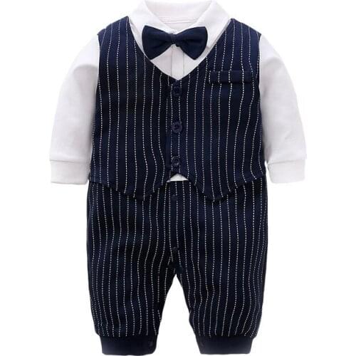 Pure Cotton Baby Boys Girls Climb Clothes Newborn Baby Rompers Gentleman Jumpsuit Long Sleeve Cartoon Pajamas Baby Boys Cloth