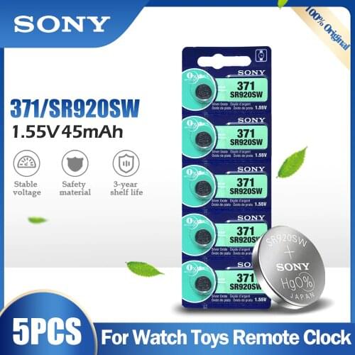 5PCS Original Sony 371 SR920SW AG6 920 LR920 LR69 171 370A 371A 1.55V Silver Oxide Battery For Watch Calculator Button Cell Coin