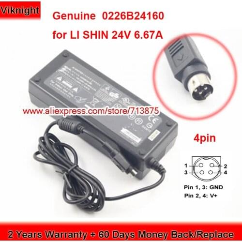 Genuine 0226B24160 160W Charger for Li Shin 24V 6.67A 4pin Plug Power Supply