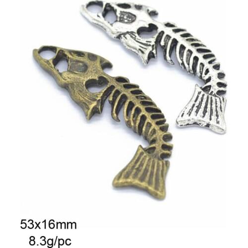 20pcs 53x16mm Tibetan Silver/Antique bronze Plated Fishbone Charms Pendants For Bracelet Necklace Jewelry Making