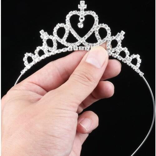 Popular Girlfriend Gift Wedding Crystal Rhinestone Tiara Crown Party Princess Prom Heart Crown Kids Girl Hair Accessiories