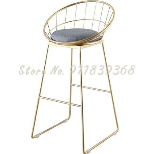 Simple Modern Bar Chair Nordic Stool Gold High Footed Dining Chair Fashion Creative Home Bar Stool Iron Chair