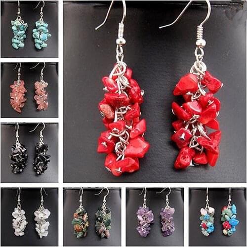 New Classic Favorite Pearl Store Natural Gemstone Grape Silver Dangle Earrings 2 inches Long Handmade Jewelry Lady Gift