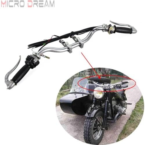 Sidecar Motorcycle Handlebar Assembly w/ Grip Lever Cable Bar Mount Bracket For BMW M72 R12 R51 R66 R75 K750 KS750 Ural BW40