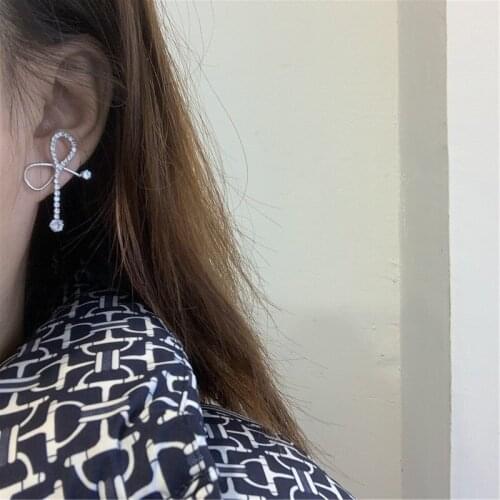 TIMEONLY Sweet Hollow Bowknot Alloy Stud Earring Bling Bling Rhinestones Earrings for Women Ladies Jewellery Anniversary Gifts