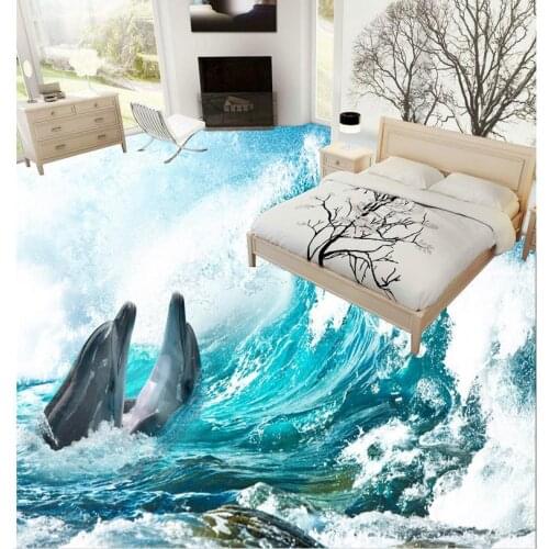 Waterproof floor mural painting 3D ocean waves floor 3d floor wallpapers 3d floor murals Home Decoration