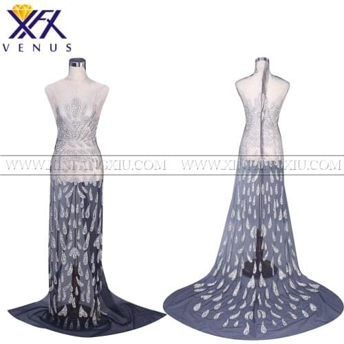 XFX VENUS 1 Set Front&back Dress Beads Applique Rhinestones bodice patches Embroidery Beads Fabric Patch DIY Handcraft Apparel