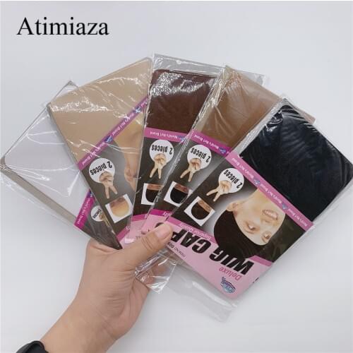 Atimiaza 2 pieces Nylon Wig Caps Brown Stocking Wig Caps for Making Wigs Black Mesh Net Wig Caps for Women Halloween Cosplay Wig
