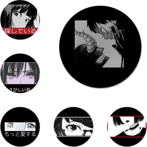 Japan anime cute girl with eyes Icons Pins Badge Decoration Brooches Metal Badges For Clothes Backpack Decoration 58mm