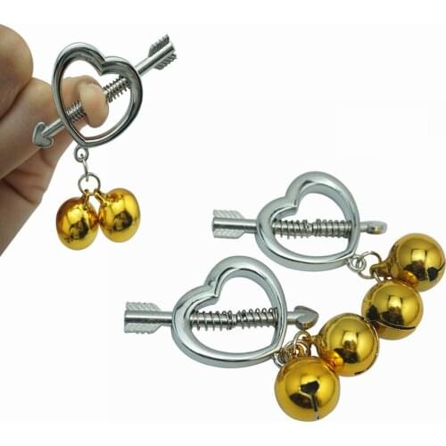 New female Stainless Steel torture play Clamp bell ring metal Nipple clips breast BDSM Bondage Restraint Fetish vibrator sex toy