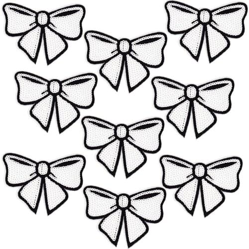 10PCS Sequin Gift knot Patches for Clothes Iron on Applique Embroidered Patch Labels Sew Accessories applique for Kid Jeans DIY