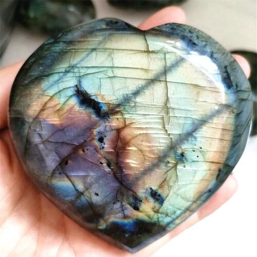 190-400g Big Size Labradorite Heart Moonstone Crystal Heart Healing Gifts Home Decoration