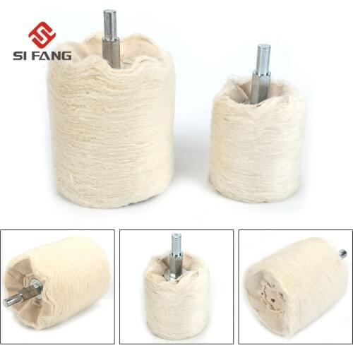 2Pcs White Cylindrical Flannelette Polishing Wheel Pads 6mm Shank For Metal Wood Buffing Wheel Metal Jewelry Wood