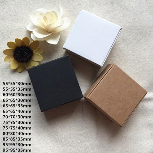 50pcs/lot- Black Brown Carton Kraft Paper Box White Wedding Gift Packing Boxes Wedding Candy Box Party Favors Soap Boxes