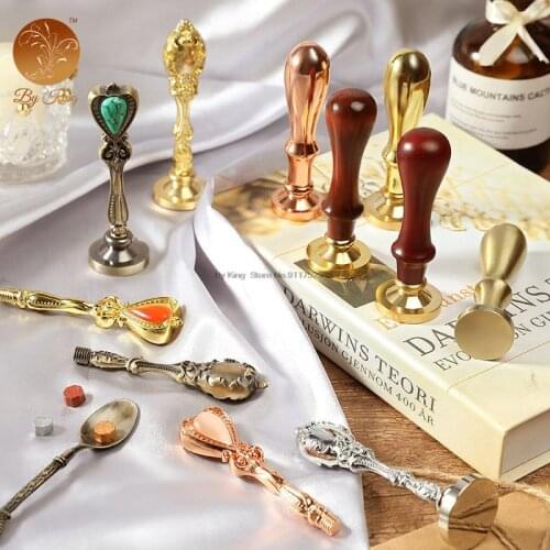 6 Styles Exquisite Wood/Metal Handle For Wax Seal Stamp Retro Antique Sealing Wax Stamps Handle Wedding Decorative Invitation