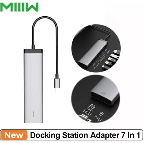 MIIIW Type-C Docking Station Adapter 7 In 1 Ports Converter With 4K HDMI HD Display/100W USB-C PD/3 USB 3.0/SD/TF Card Adapter