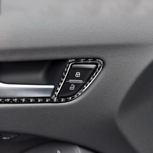Car Stickers 4Pcs Inner Door Handle Insert Carbon Fiber Trim Cover Frame for Audi A4 A5 B8 2009-2016