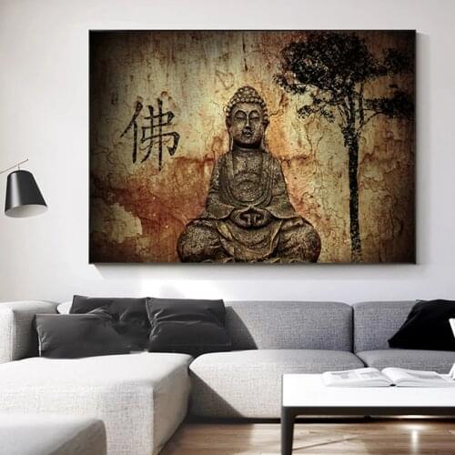 Buddha Full Length Portrait Poster Wall Religious Ethnic Art Print Canvas Painting Mural Decoration for Living Room Home Decor