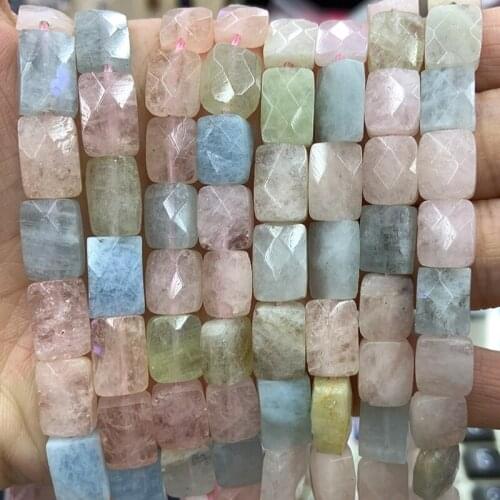 Natural Morgan Stone Beads 15'' Faceted Square Rectangle DIY Loose Beads For Jewelry Making Beads Women Bracelet Necklace Gift