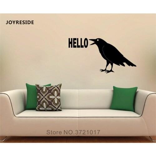 JOYRESIDE Raven Wall Crow Animal Decorations Decal Bird Vinyl Sticker Interior Decor Bedroom Living Room Home Design Murals A231