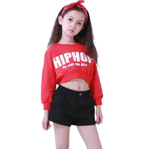 Kid Cropped Sweatshirt Shirt Jogger Pants Hip Hop Clothing Clothes Jazz Dance Costume for Girls Boys Ballroom Dancing Streetwear