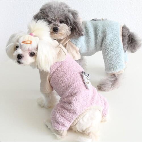 Fleece Dog Jumpsuit Pajamas Hooded Outfit Puppy Costume Yorkies Maltese Pomeranian Bichon Poodle Dog Clothes Pet Clothing Cute