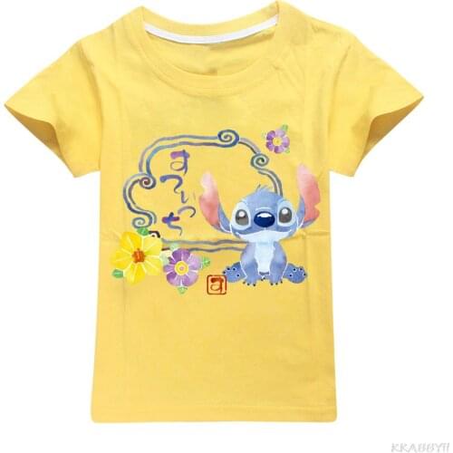 Disney Stitch Boys T-shirt Girls T Shirt Kawaii Summer cotton Kids Tops Cartoon Graphic Tees Funny Harajuku Children Tshirt