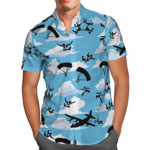 Parachute Anime Shirt 3D Printed Hawaiian Shirt Men Summer Fashion Short Sleeve Shirts Oversized Chemise Homme Camisa Masculina