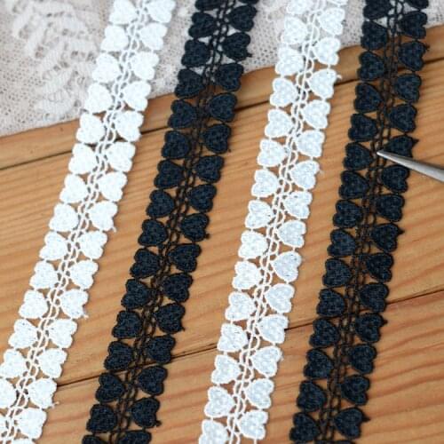 Hot selling Lace Accessories Black White Heart Water-soluble Lace 1.7cm H1703